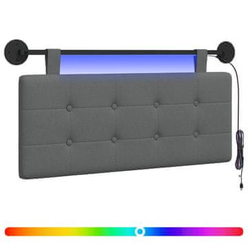 Vidaxl Viseče vzglavje postelje Z LED svetlobo Temno siva Blago