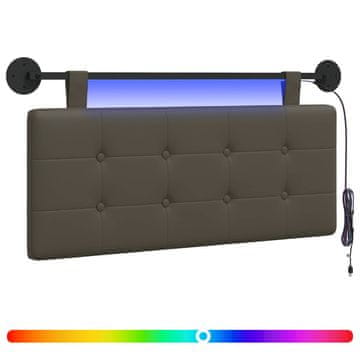 Vidaxl Viseče vzglavje postelje Z LED svetlobo Siva Umetno usnje