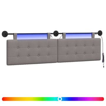 Vidaxl Viseče vzglavje postelje Z LED svetlobo Taupe Blago
