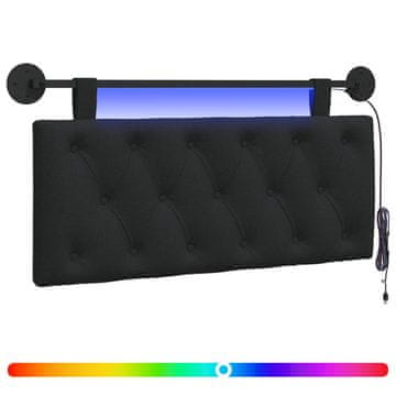 Vidaxl Viseče vzglavje postelje Z LED svetlobo Črna Blago