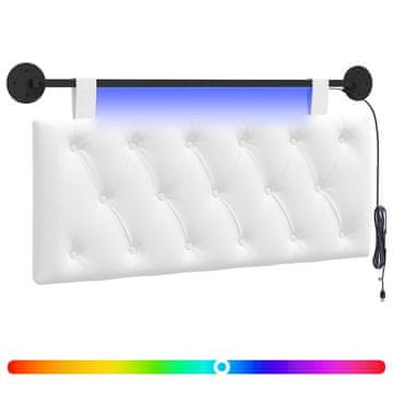 Vidaxl Viseče vzglavje postelje Z LED svetlobo Bela Blago