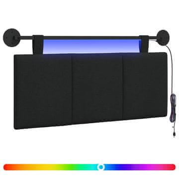 Vidaxl Viseče vzglavje postelje Z LED svetlobo Črna Blago