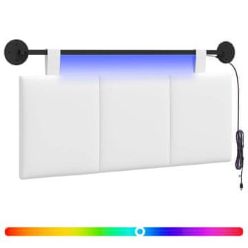 Vidaxl Viseče vzglavje postelje Z LED svetlobo Bela Blago
