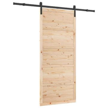Vidaxl Drsna vrata Naravna 80 x 208 cm Trdna borovina