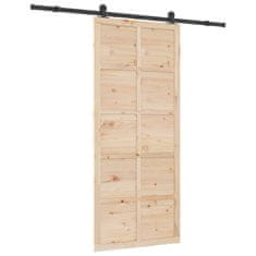 Vidaxl Drsna vrata Naravna 100 x 208 cm Trdna borovina
