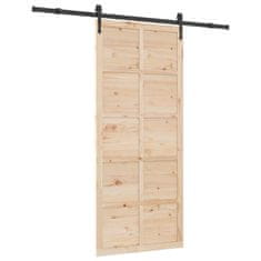 Vidaxl Drsna vrata Naravna 100 x 208 cm Trdna borovina
