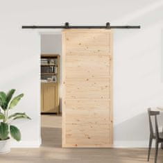 Vidaxl Drsna vrata Naravna 90 x 208 cm Trdna borovina