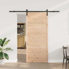 Vidaxl Drsna vrata Naravna 90 x 208 cm Trdna borovina