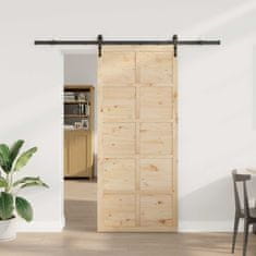 Vidaxl Drsna vrata Naravna 100 x 208 cm Trdna borovina