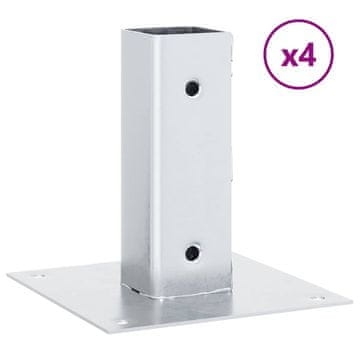 Vidaxl Podstavki za stebre kvadratni 4 kosi srebrni 46x46 mm