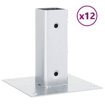 Vidaxl Podstavki za stebre kvadratni 12 kosi srebrni 46x46 mm