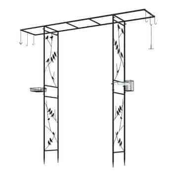 Northix Vrtni lok s krmilnico za ptice in posodo za vodo, črne barve, 213 cm