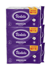 Violeta Premium toaletni papir, 3-slojni, bombaž, 3x16