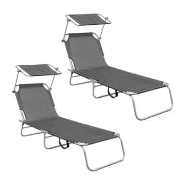 Aga 2x Vrtni ležalnik z nadstreškom Sivi