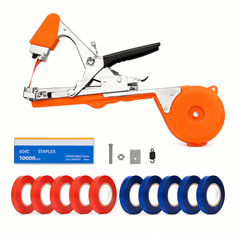 Vixson Profesionalni spenjač za privezovanje rastlin PLANTBRAND – hitra uporaba z eno roko, vključuje 5 kolutov traku in 1.000 sponk | PLANTBRAND