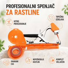 Vixson Profesionalni spenjač za privezovanje rastlin PLANTBRAND – hitra uporaba z eno roko, vključuje 5 kolutov traku in 1.000 sponk | PLANTBRAND