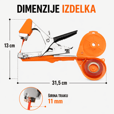 Vixson Profesionalni spenjač za privezovanje rastlin PLANTBRAND – hitra uporaba z eno roko, vključuje 5 kolutov traku in 1.000 sponk | PLANTBRAND