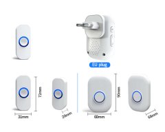 Mave Brezžični zvonec bele barve - Sprejemnik za v vtičnico in tipka z oddajnikom