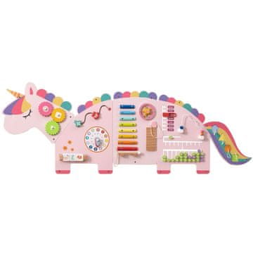 Northix 11-v-1 Montessori stena aktivnosti za malčke, roza, MDF, 156 x 52 cm