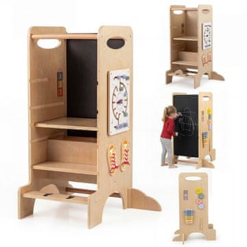 Northix Montessori učni stolp, nastavljiva višina, bukov les, 73 x 57,5 cm
