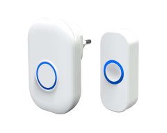 Mave Brezžični zvonec bele barve - Sprejemnik za v vtičnico in tipka z oddajnikom