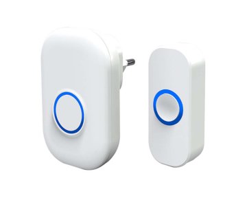 Mave Brezžični zvonec bele barve - Sprejemnik za v vtičnico in tipka z oddajnikom