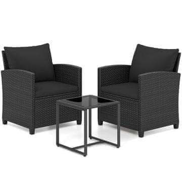 Northix 3-delni komplet vrtnega pohištva iz ratana z blazinami, PE ratan, kovinski okvir