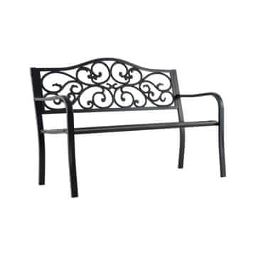 Northix Kovinska vrtna klop za 2-3 osebe s cvetličnim naslonjalom, lito železo