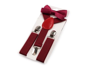 Otroški komplet naramnic in metuljčka - bordo st.