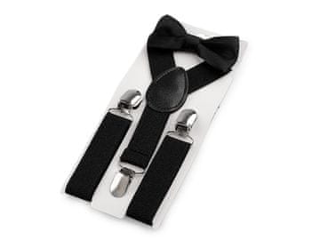 Otroški komplet naramnic in metuljčka - črn