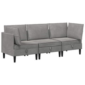 Vidaxl Komplet pohištva za dnevno sobo 3 pcs Svetlo siva Žamet