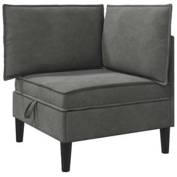 Vidaxl Sofa z shranjevanjem Temno siva Žamet
