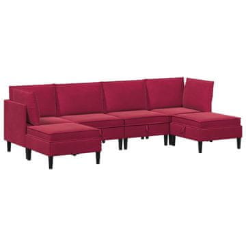 Vidaxl Komplet pohištva za dnevno sobo 6 pcs Vinorodna rdeča Žamet