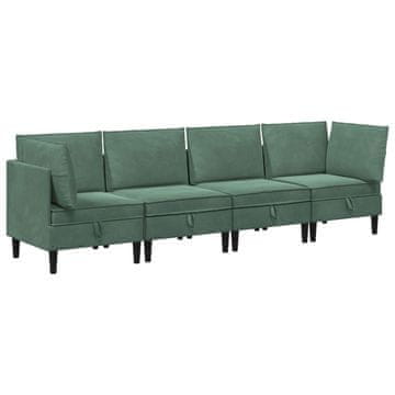 Vidaxl Komplet pohištva za dnevno sobo 4 pcs Morsko zelena Žamet