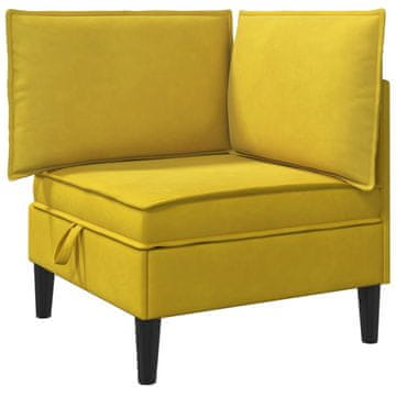 Vidaxl Sofa z shranjevanjem Rumena Žamet