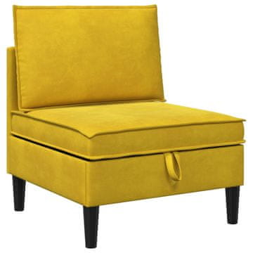 Vidaxl Srednja sofa s shrambo Rumena Žamet