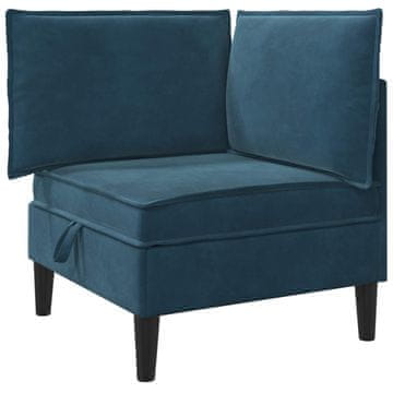 Vidaxl Sofa z shranjevanjem Modra Žamet