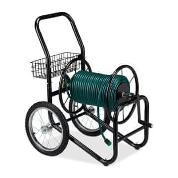 Northio Črn kovinski kolut za cev za 90 m z ročno ročično gredjo za enostavno uporabo