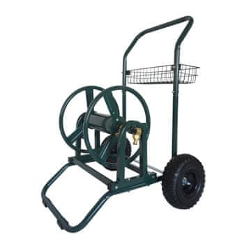 Northix Voziček za vrtno cev s 60-metrskim kolutom in kolesi za enostavno mobilnost