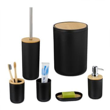 Northix Kopalniški set 6 del plastika bambus mat črna 6-delni komplet