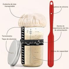 HOME & MARKER® Komplet za pripravo droži 1000 ml, steklen kozarec, silikonske košare za vzhajanje, termometer za fermentacijo | SOURBAKER