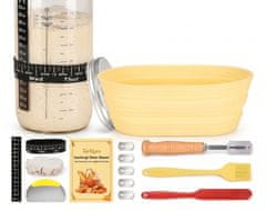 HOME & MARKER® Komplet za pripravo droži 1000 ml, steklen kozarec, silikonske košare za vzhajanje, termometer za fermentacijo | SOURBAKER