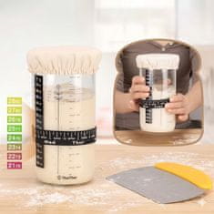 HOME & MARKER® Komplet za pripravo droži 1000 ml, steklen kozarec, silikonske košare za vzhajanje, termometer za fermentacijo | SOURBAKER