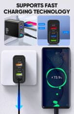 VYZIO® 65W hitri večportni polnilec PD QC3.0, za 5 naprav hkrati, kompaktna potovalna zasnova, univerzalna združljivost | SPEEDPOD
