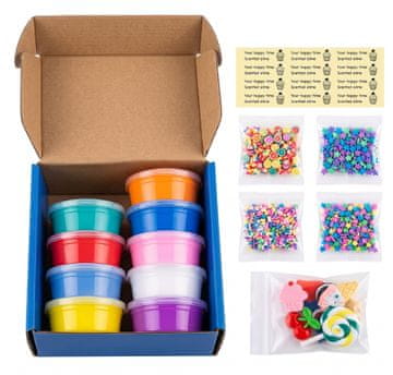 JOJOY® Super glinena sluz (9 kosov) |Super glinena sluz za otroke 9 kosov, mehka nestrupena slime igrača proti stresu, ustvarjalna barvna sluz | CLAYFUN