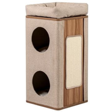 Northix Mačji stolp 3 nivoji s praskalnikom 77cm MDF sisal
