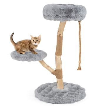 Northix Mačje drevo 90cm 3 platforme les juta pliš sivo