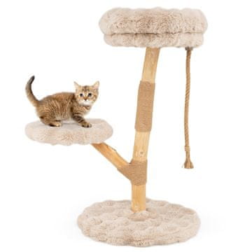 Northix Mačje drevo 90cm 3 platforme les juta pliš bež