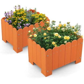 Northix Komplet vremensko odpornih sadilnih korit iz HDPE, oranžne barve, 45x32x30 cm