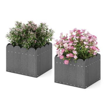 Northix Komplet vremensko odpornih sadilnih korit iz HDPE - 32x30x25 cm, siva